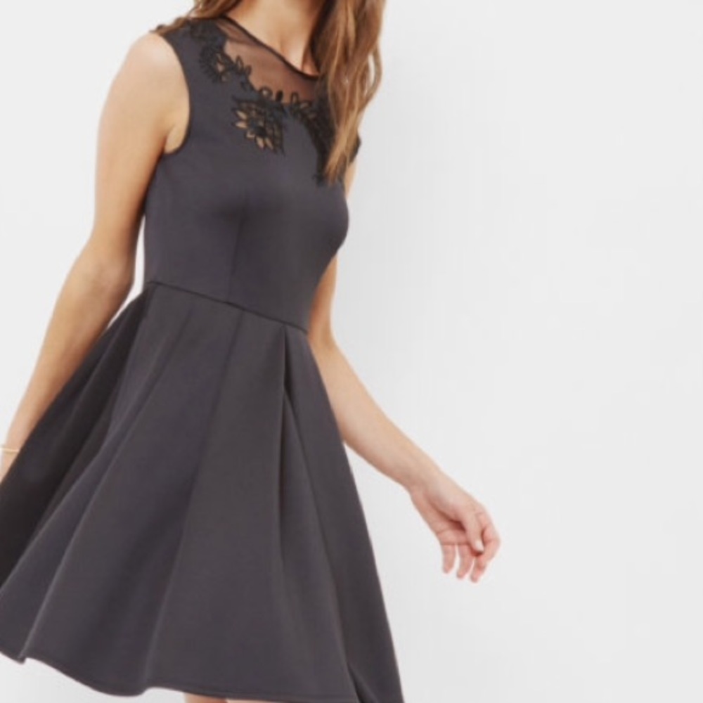 DOLLII
Embroidered mesh detail skater dress